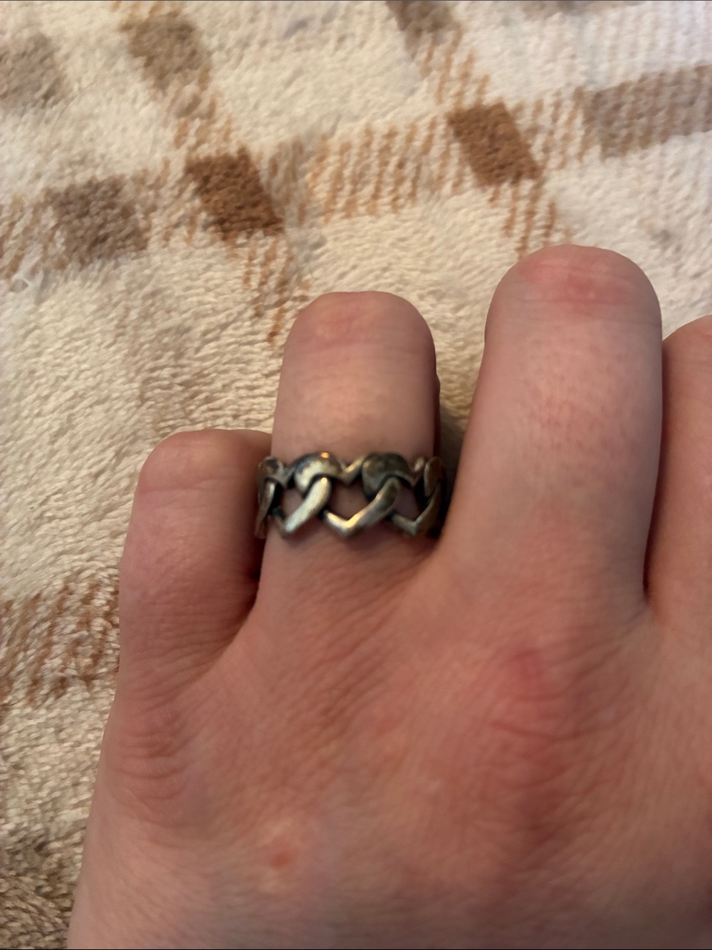 Sterling-Style Heart Link Ring - JA